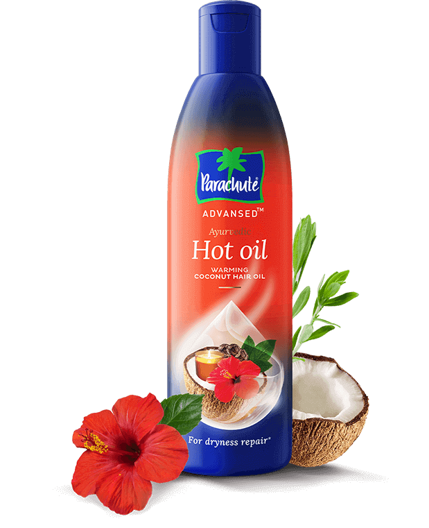 Parachute Advansed ayurvedic hot oil, a warming coconut based hair oil