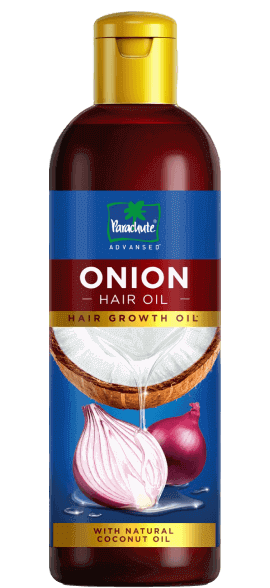 A bottle of Parachute Advansed Onion hair oil